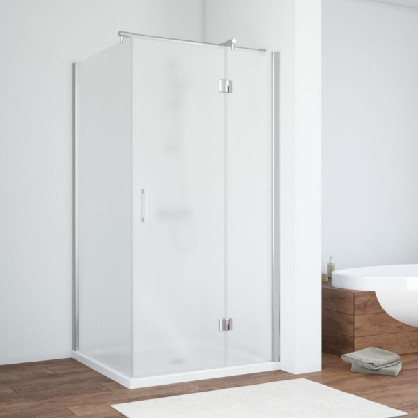 Душевой уголок профиль глянцевый хром стекло сатин Vegas-glass AFP-Fis TUR NOVO 100*90 08 10 R (детальная фотография)