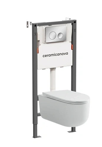 Унитаз с инсталляцией Ceramica Nova Ulma кнопка хром - фото 2
