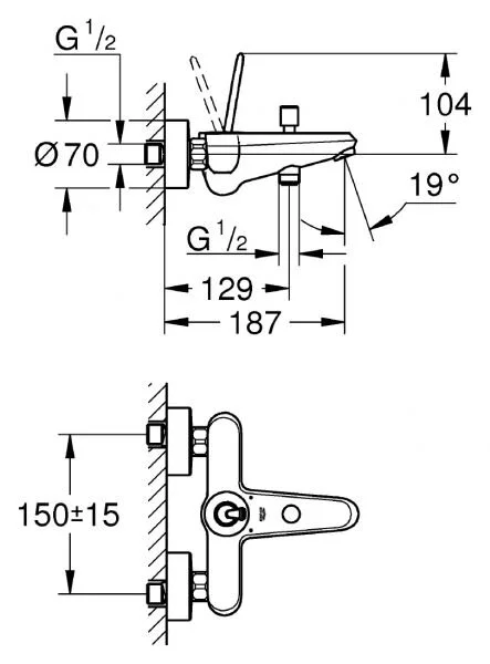 Смеситель для ванны Grohe Eurodisc Joy 23431 (детальная фотография), для ванны