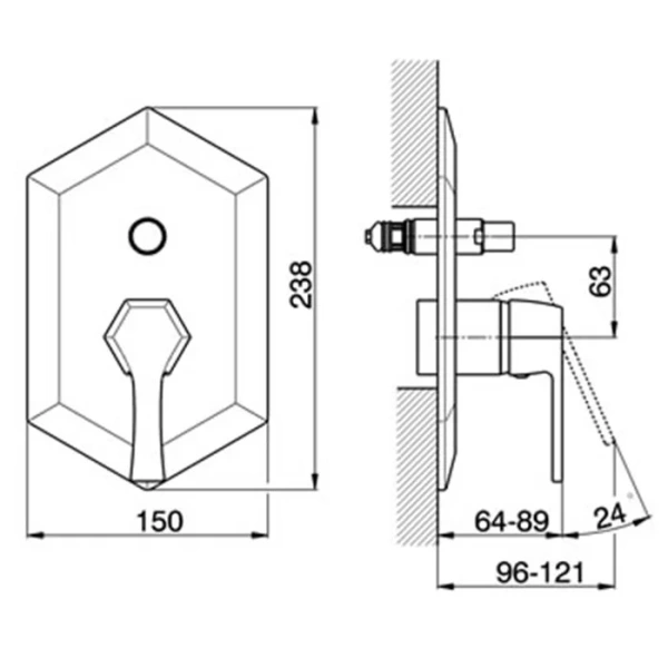 Смеситель для душа Cisal Cherie CE00210024 встраиваемый (детальная фотография), для душа