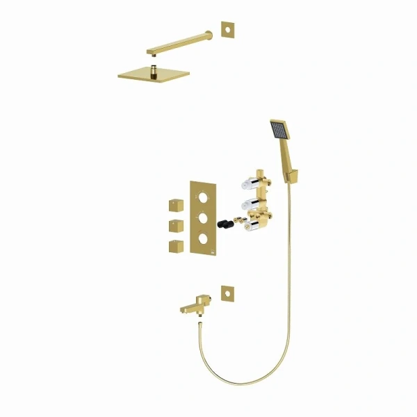 Душевой комплект Timo Tetra-thermo золото SX-0199/17SM (детальная фотография), современные, hi-tech