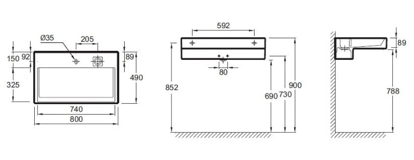 Раковина Jacob Delafon Terrace 80 см белая EXD112-00 (детальная фотография), современные, hi-tech