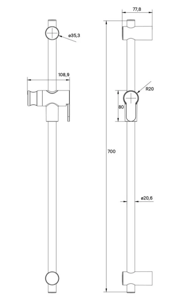 Штанга для душа IDDIS Ray хром RAY70C0i17 (детальная фотография), штанги для душа