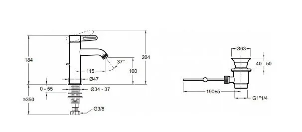 Смеситель для раковины Jacob Delafon Nouvelle Vague матовый хром  E78335-CAT (детальная фотография), матовый хром
