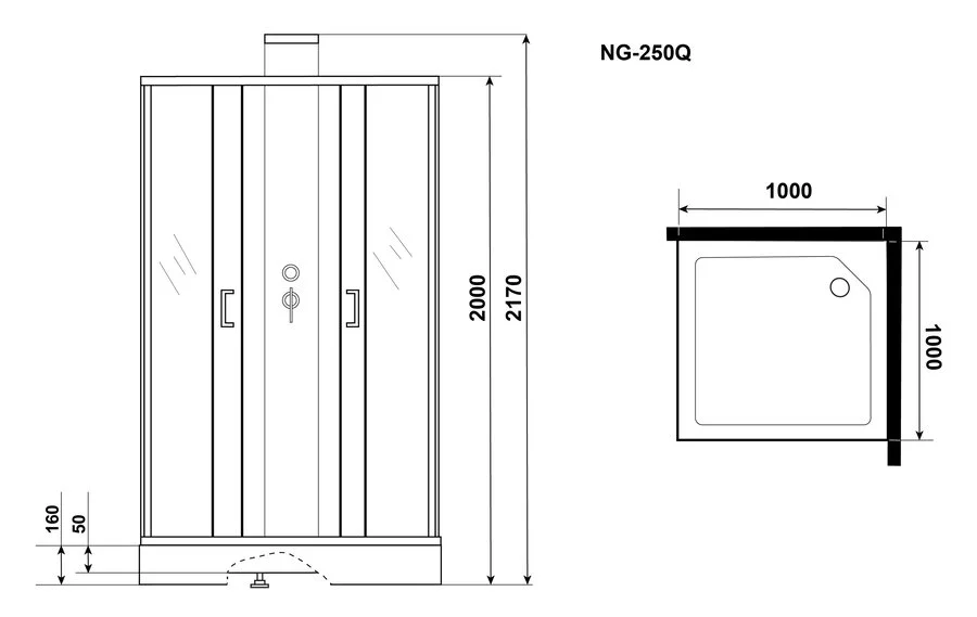 Душевая кабина Grossman Elegans 100x100 см квадратная GR250Q (детальная фотография), квадратные