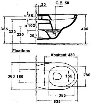 Унитаз подвесной Jacob Delafon Patio с горизонтальным выпуском E4187-00 (детальная фотография), современные, hi-tech