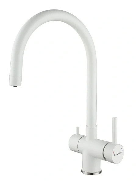 Смеситель для кухни Paulmark Heller белый матовый He213218-431 (детальная фотография)