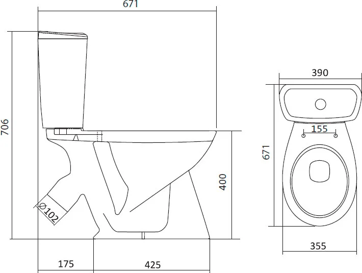 Унитаз компакт Santek Бриз с диагональным выпуском 1.WH20.2.569 (детальная фотография), фарфор, керамика index_1