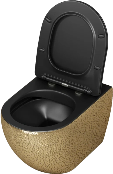 Унитаз подвесной Grossman Color золотой/черный GR-4411GBLS (детальная фотография), фаянс, керамика