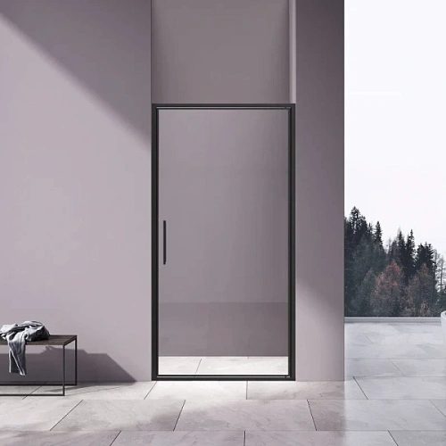 Душевая дверь в нишу Vincea Slim 100 см профиль черный стекло прозрачное - фото 2