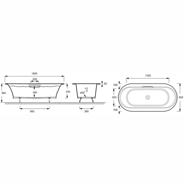 Ванна чугунная Jacob Delafon Volute 180 х 80 см, встраиваемая (фронтальная панель не предусмотрена), ножки и слив-перелив в подарок, E6D038-00 (детальная фотография), без гидромассажа