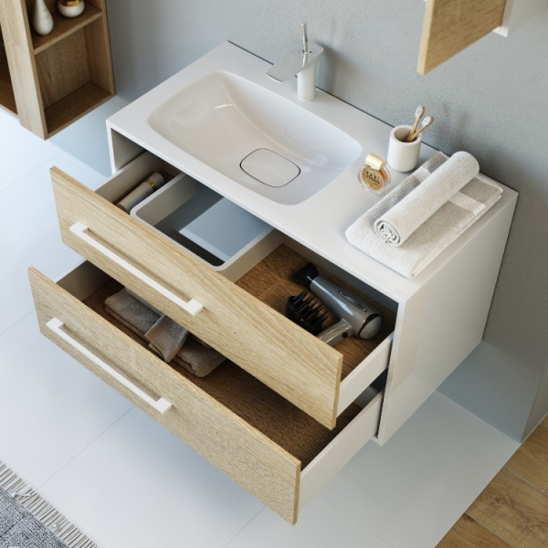 Тумба под раковину подвесная Aqwella Майами 90 см левая Mai.01.09/L (детальная фотография), современная, hi-tech