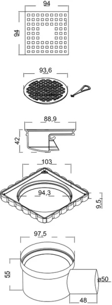 Душевой трап BERGES Trend 10 см хром 091001 (детальная фотография), хром