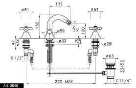 Смеситель для биде Nicolazzi Nuova Brenta 2515 (детальная фотография), для биде