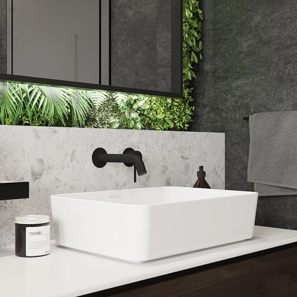 Раковина Aqueduto ESPIRAL 50 см белая глянцевая ESP0410 (детальная фотография), в форме чаши, прямоугольной формы