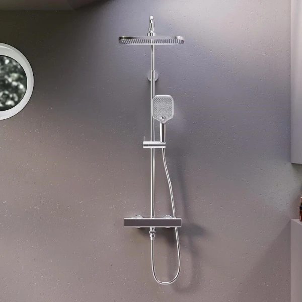 Душевая стойка Damixa Gala 953810 с термостатом (детальная фотография), с тропическим душем