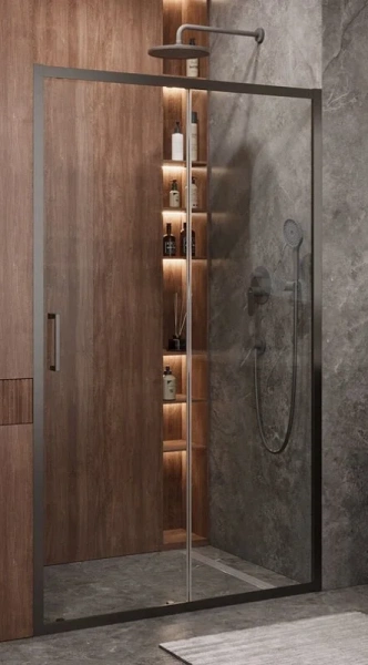 Душевая дверь в нишу Cezares Molveno 120 см стекло прозрачное профиль оружейная сталь MOLVENO-BF-1-120-C-GM-IV (детальная фотография)