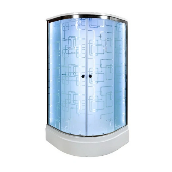 Душевая кабина Deto EM 90x90 см с led подсветкой EM2790LED (детальная фотография), со средним поддоном