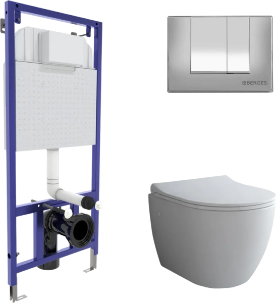 Унитаз с инсталляцией BERGES Okus сиденье дюропласт 043267 (детальная фотография)