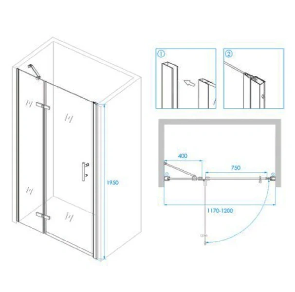 Душевая дверь в нишу RGW Passage PA-07B L 120 см левая 41080712-84L (детальная фотография), современные, hi-tech