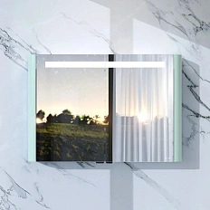 Зеркальный шкаф с подсветкой Am.Pm Sensation 100 см мятный глянцевый