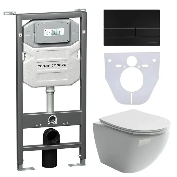 Унитаз с инсталляцией Ceramica Nova Metropol кнопка черная CN4002_1002B_1000 (детальная фотография)