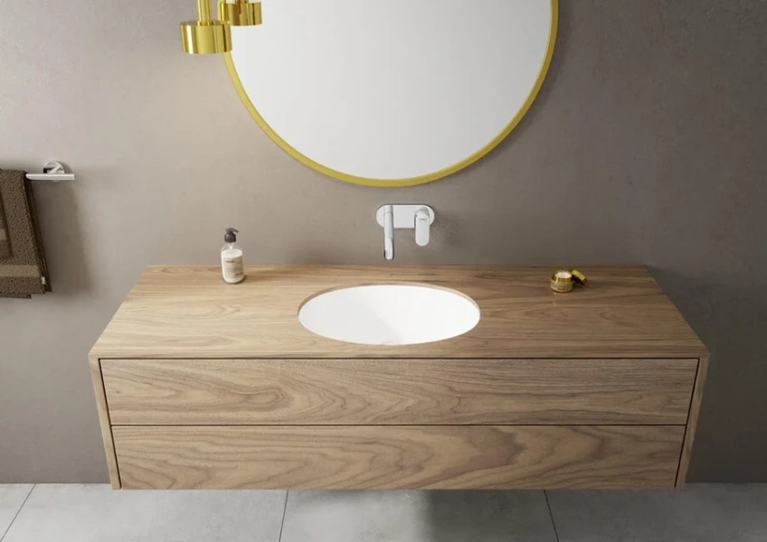 Смеситель для раковины Hansgrohe Vernis Blend 71576 настенный (детальная фотография), современные, hi-tech