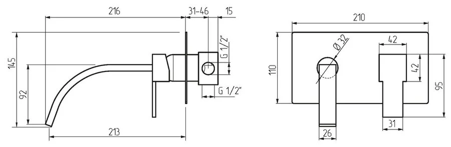 Смеситель для раковины Migliore Kvant настенный 18777 (детальная фотография), для раковины