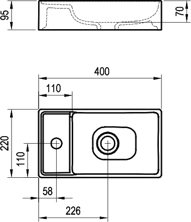 Раковина мебельная Ravak Veda 40 см белая XJX01240000 (детальная фотография) index_1
