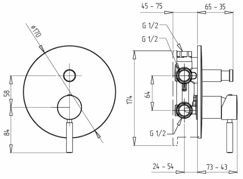 Смеситель для душа Migliore Fortis с девиатором (детальная фотография), для душа