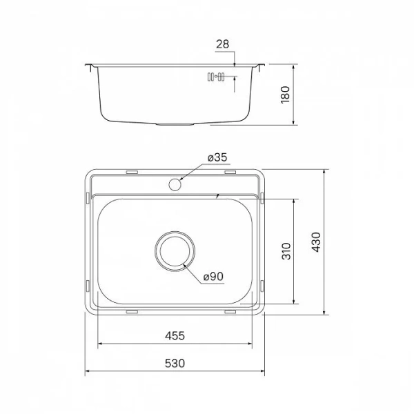 Мойка для кухни IDDIS Basic 53 см полированная BAS53P0i77 (детальная фотография), врезные