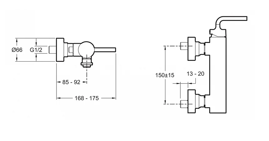 Смеситель для душа Jacob Delafon Purist однорычажный E14590-4A-CP (детальная фотография), для душа