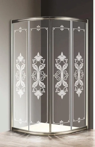 Душевой уголок Cezares Giubileo 90х90 см стекло прозрачное с узором профиль золото - фото 1