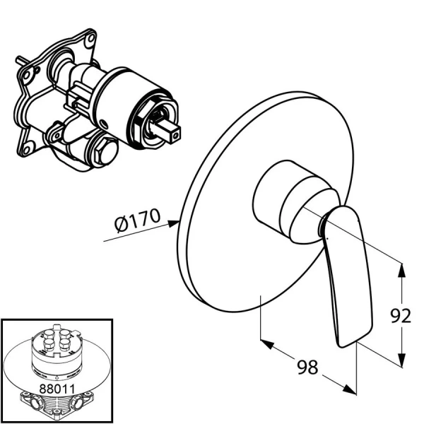 Смеситель для душа Kludi Balance 52655 однорычажный (детальная фотография), для душа