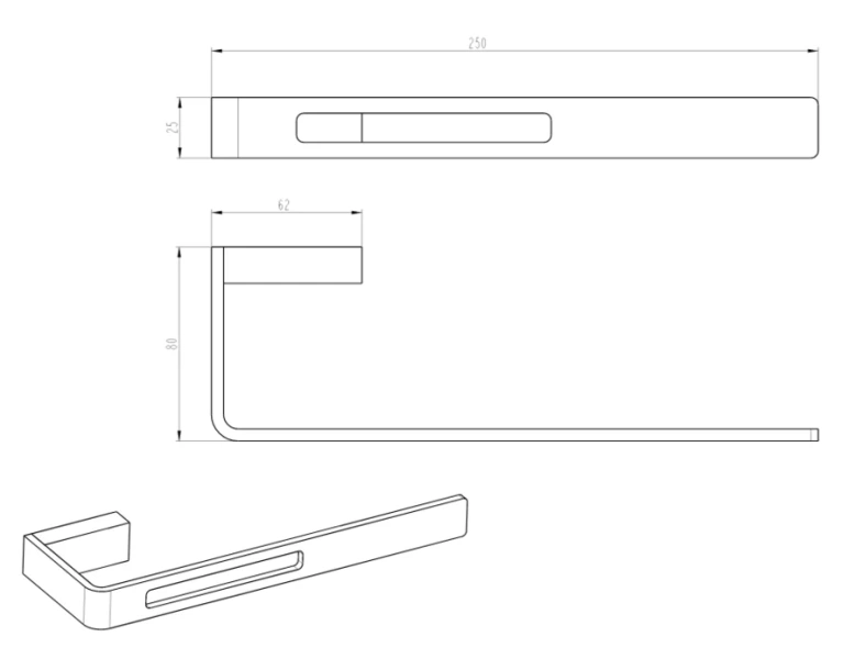 Полотенцедержатель Boheme Q Matt Gold 10945-MG (детальная фотография), современные, hi-tech