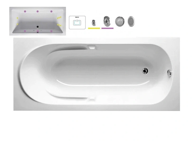 Ванна гидромассажная Riho Future 180 x 80 см, FLOW BC3100500000000_FLOW (детальная фотография), акриловые