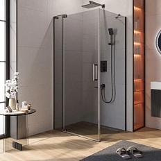Душевой уголок Cezares Slider 110х80 см стекло серое профиль оружейная сталь