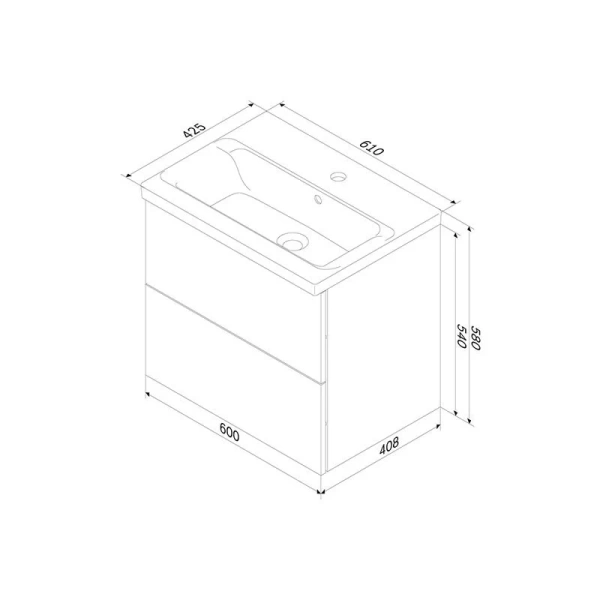 Тумба под раковину подвесная Am.Pm Gem 60 см черная матовая M90FHX06022BM (детальная фотография), нет в наличии
