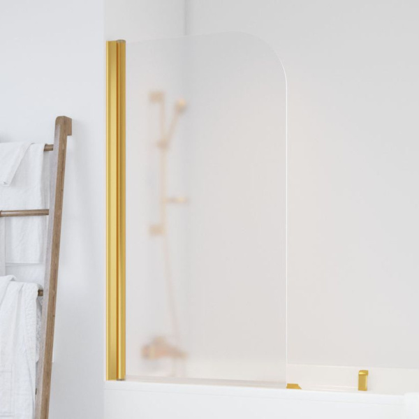 Душевая шторка на ванную профиль золотой стекло сатин Vegas-glass EV 76 09 10 L (детальная фотография)