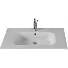 Раковина-консоль, 1 отверстие под смеситель, с кольцом перелива в цвете хром, La Beaute Cornelia