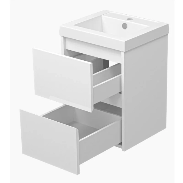 Тумба под раковину подвесная Misty Алиса 40 см 2 ящика Э-Али01040-011П2Я (детальная фотография), моноблок