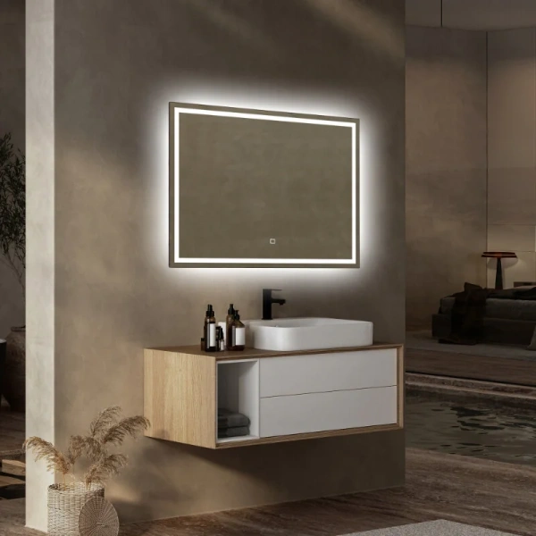 Зеркало с подсветкой Abber See 80 см прямоугольное AG6116S (детальная фотография), полотно