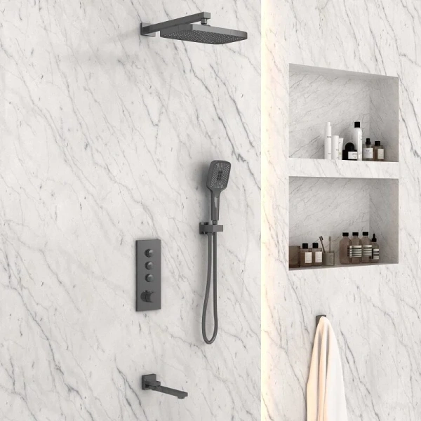 Душевой комплект Vincea вороненая сталь VSFW-433T1GM (детальная фотография), душевые комплекты, наборы