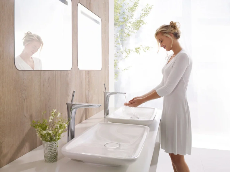 Смеситель для раковины Hansgrohe PuraVida однорычажный 15081000 хром (детальная фотография), на раковину