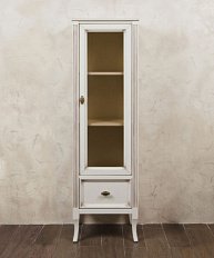 Шкаф-пенал для ванной, цвет слоновая кость с патиной матовый, фурнитура бронза, петли справа, La Beaute Vivien