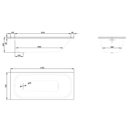 Ванна стальная Bette Form 175х75 см белый глянцевый 2949-000 AD (детальная фотография), 175x75 см