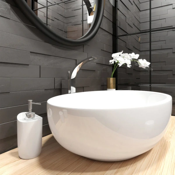 Раковина Sanita Luxe Ringo 53 см накладная WB.CT/Ringo/53-N.Slim/WHT.G/S1 (детальная фотография), из санфарфора