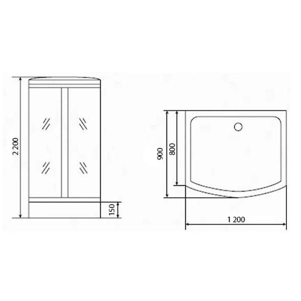 Душевая кабина Timo Standart 120x90 см профиль черный стекло матовое T-6615BF (детальная фотография), прямоугольные