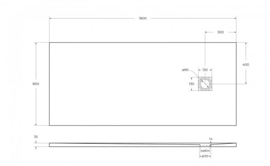 Душевой поддон BelBagno Uno 180х80 см накладка хром TRAY-MR-UNO-AH-180/80-35-W-CR (детальная фотография), низкие до 15 см