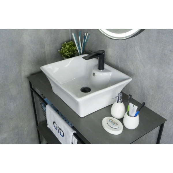 Раковина GID Geometrico N9108 49 см белая 51121 (детальная фотография), белые